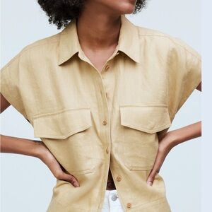 Madewell ♥️Flap-Pocket Button-Up Shirt in 100% Linen (IN DISTANT MINERAL color!)